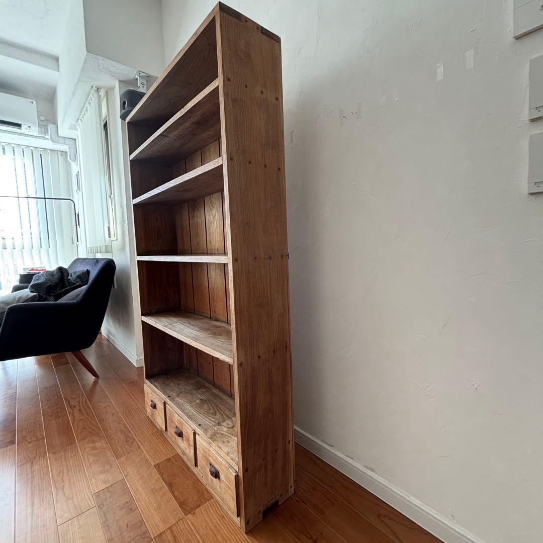 古道具　5段本棚 飾り棚　引き出し付き