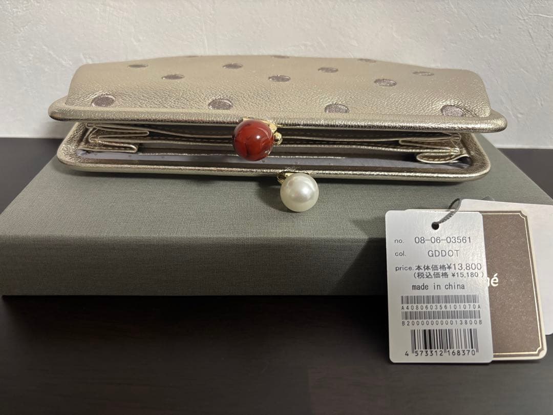 【ペルケ perche】アクリル玉がま口長財布 ゴールド