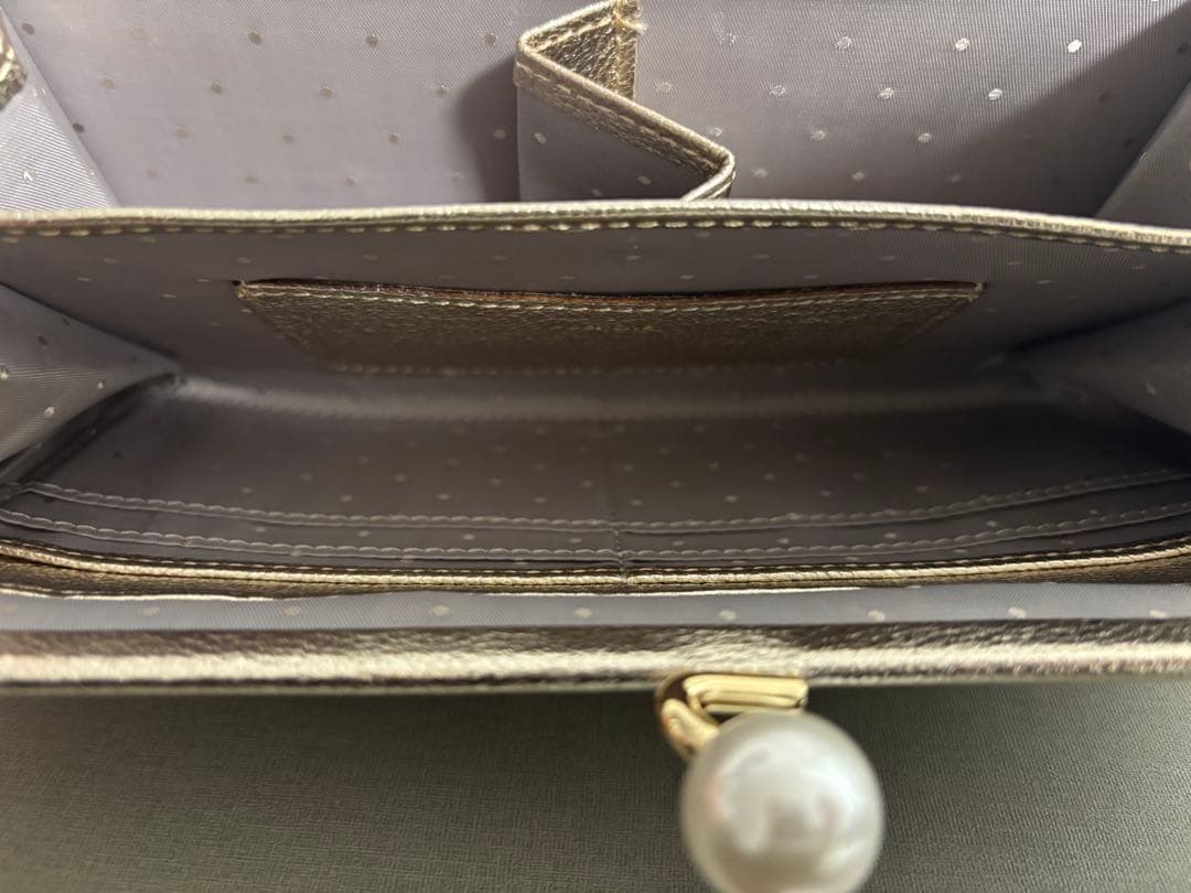 【ペルケ perche】アクリル玉がま口長財布 ゴールド