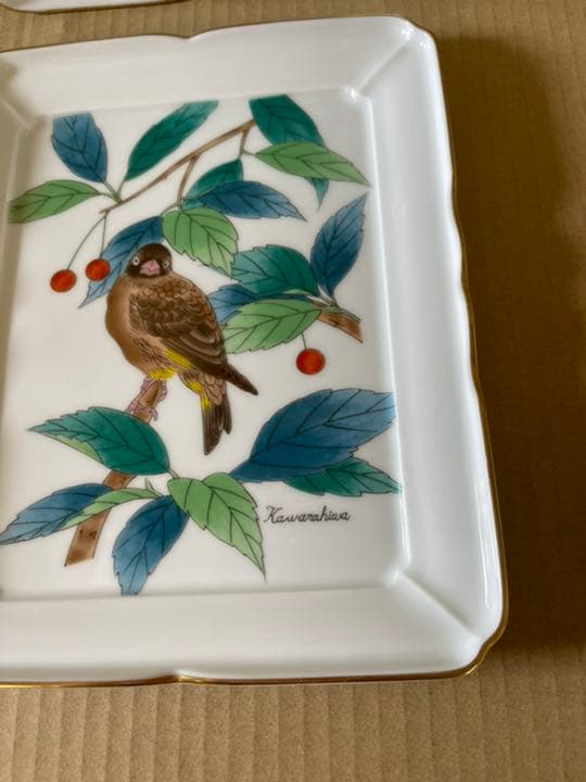 018 [激レア]香蘭社　飾り皿　掛け皿　壁掛け　2枚　金彩　未使用品