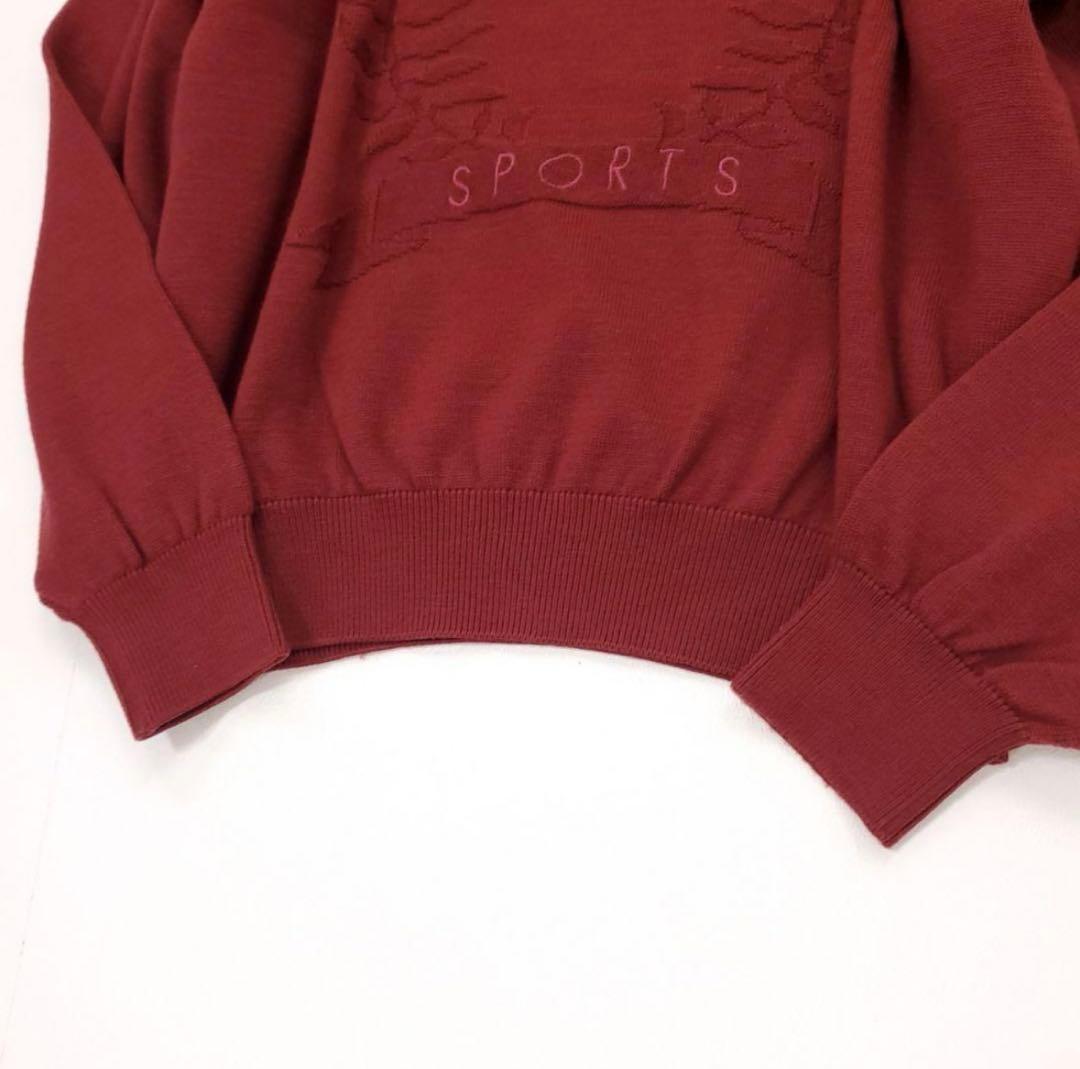 クリスチャンディオール ニットセーター ロゴ刺繍 オーバーサイズ ボルドー