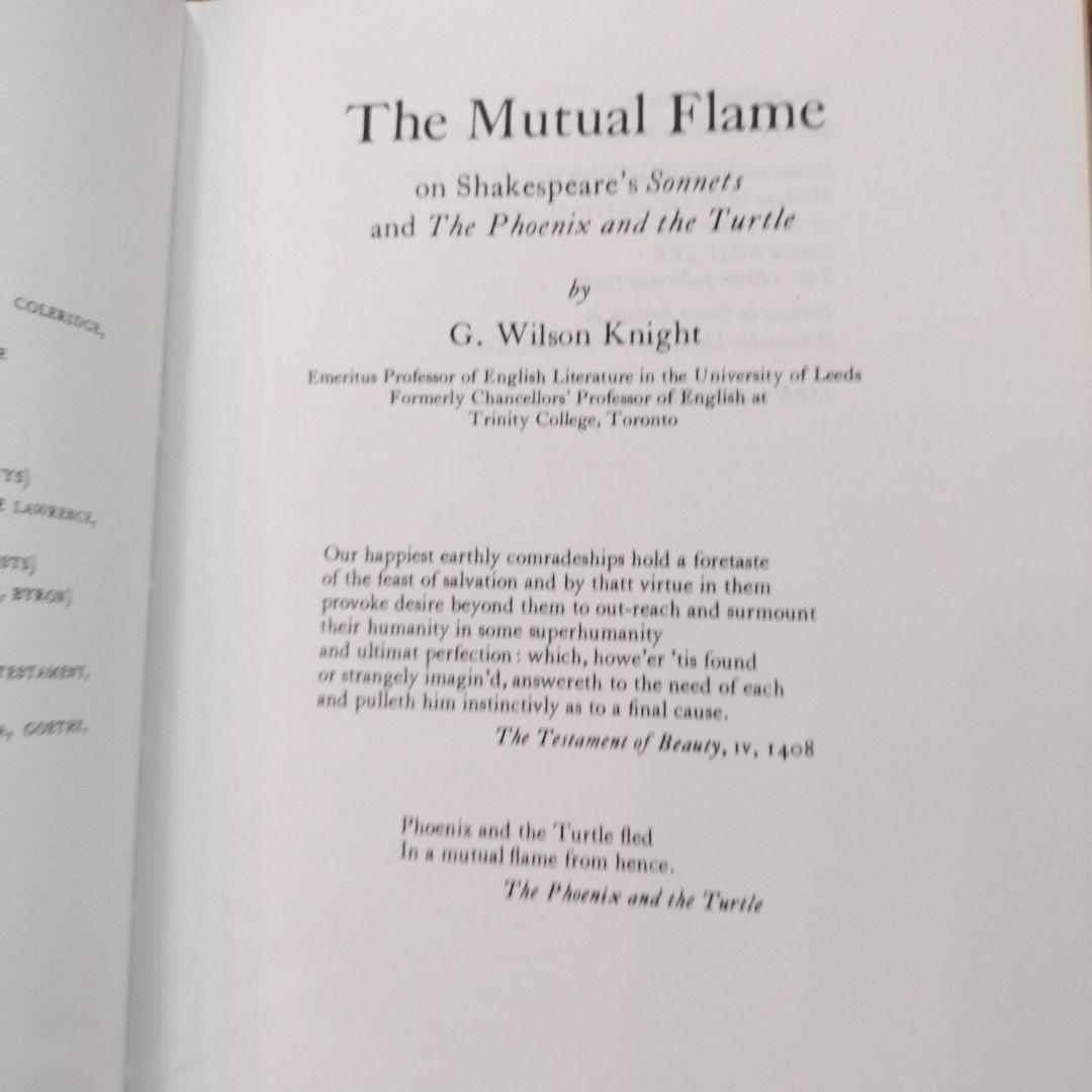 洋書 G. Wilson Knight The Mutual Flame