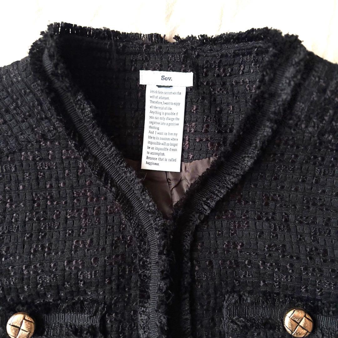 完売 極美品 Sov. ツイードノーカラージャケット 36 ダブスタ 神崎恵愛用