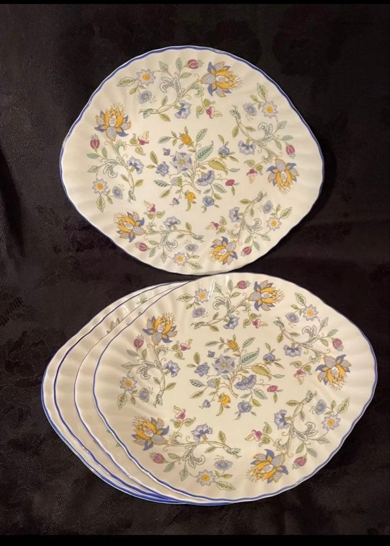 MINTON HADDON HALL BLUEハドンホール花柄 皿プレート 5枚