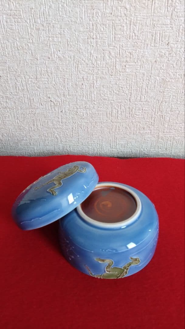 昇峰　伊藤南山　清水焼　京焼　鳥獣戯画　蓋物　小物入れ　交趾