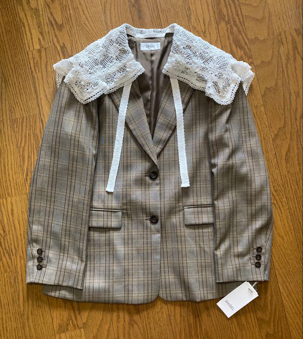 スナイデルsnidelレースカラーテーラードジャケットチェック