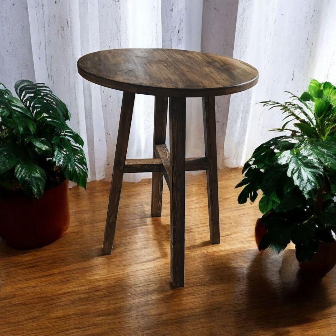 ダイニングテーブル　に最適/　ヴィンテージ風　/　丸テーブル　ウォルナット