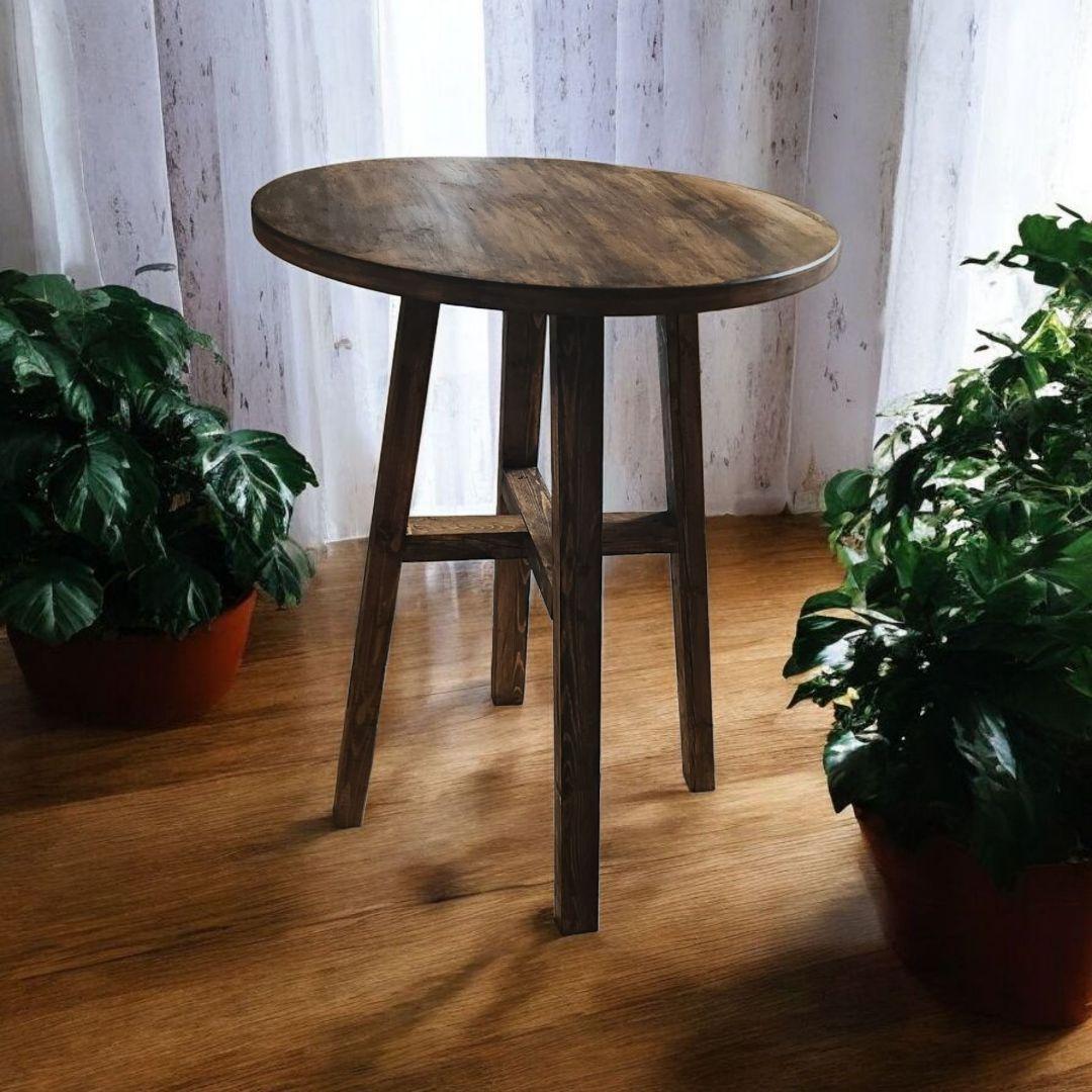 ダイニングテーブル　に最適/　ヴィンテージ風　/　丸テーブル　ウォルナット