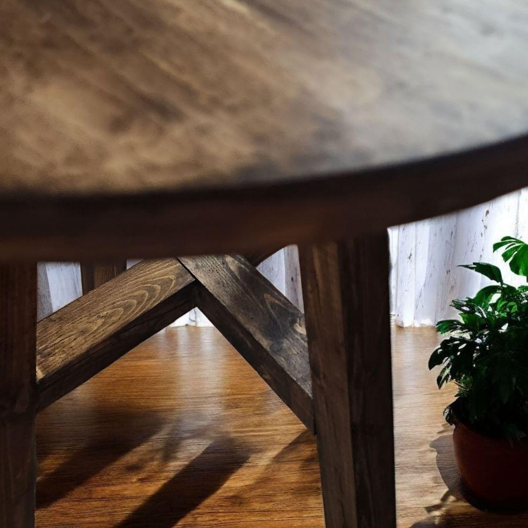 ダイニングテーブル　に最適/　ヴィンテージ風　/　丸テーブル　ウォルナット