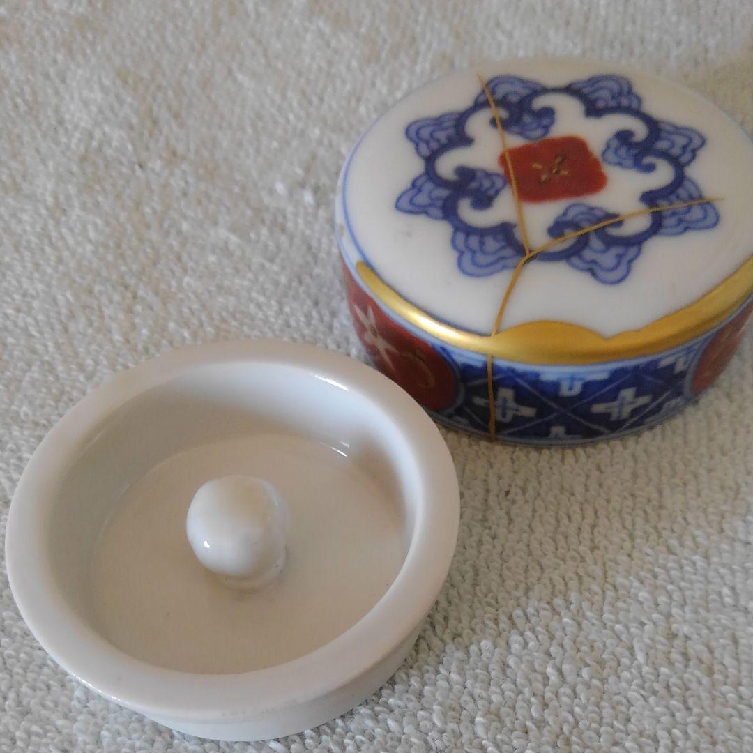 染錦赤玉ようらく紋様　茶壺