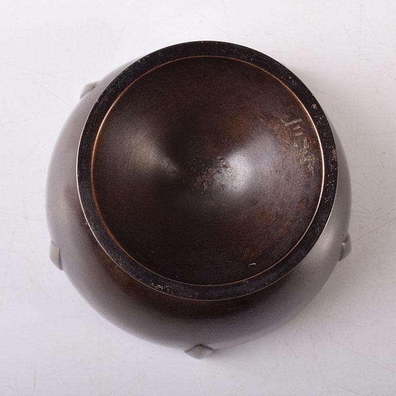 マル 茶道具　釜師　根来実三作　唐銅　火屋蓋置　共箱　V R8718