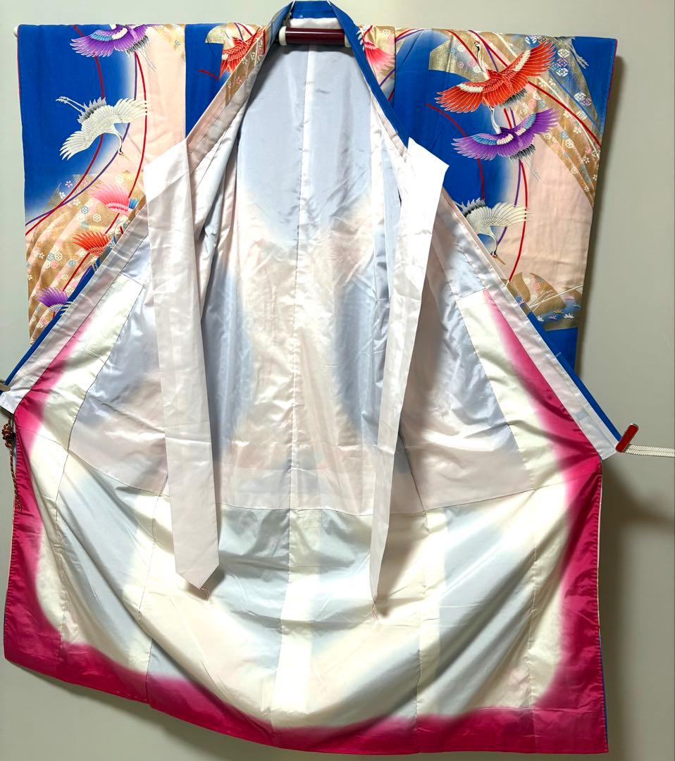 人気のブルー　七五三　7才　お嬢様　晴れ着　振袖　長襦袢サ　美品
