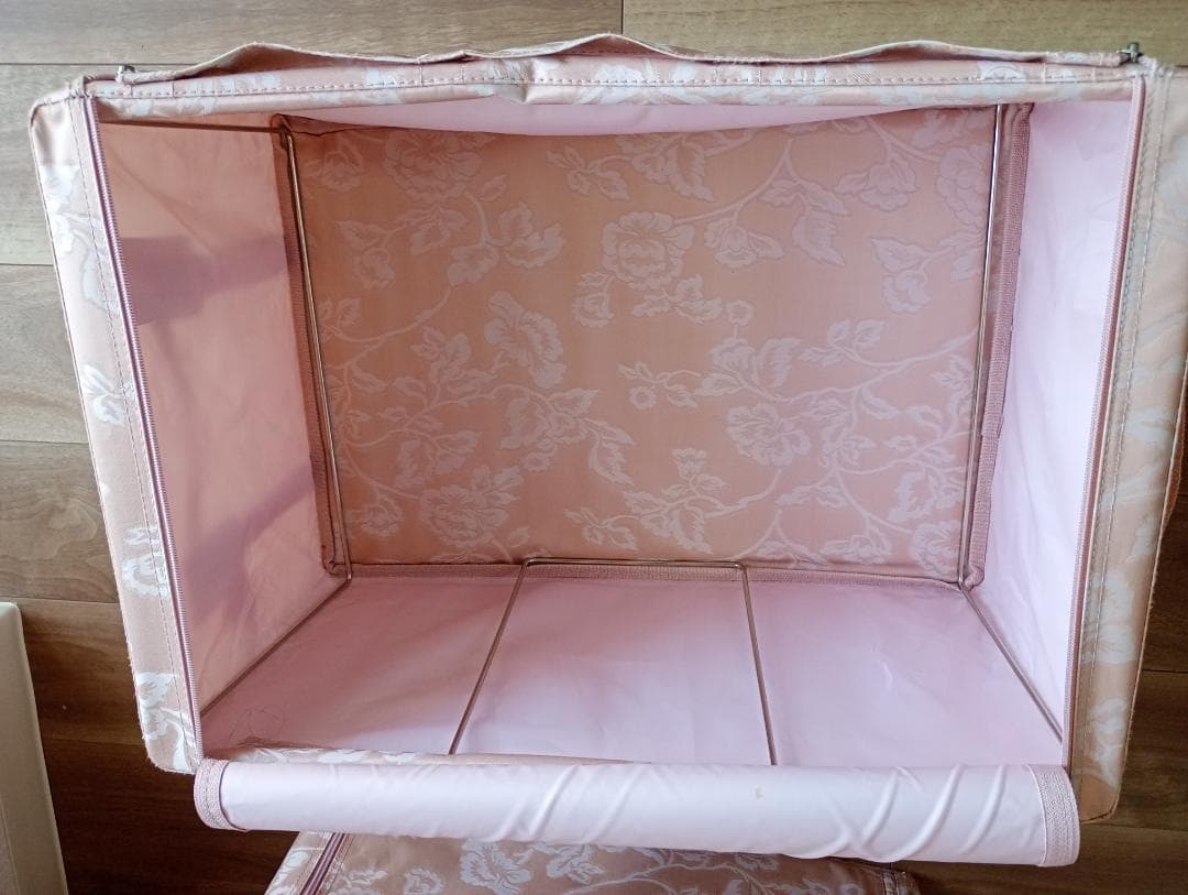 折りたたみ ふた付き収納ケースRUMIERE(ルミエール)Lサイズ【４個セット】