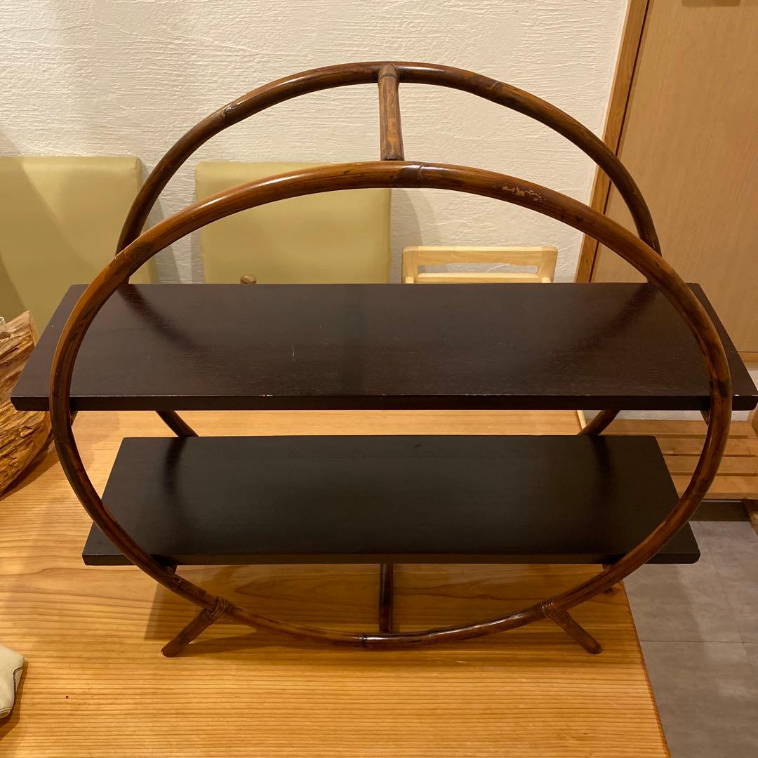 木製円形ディスプレイラック 2段