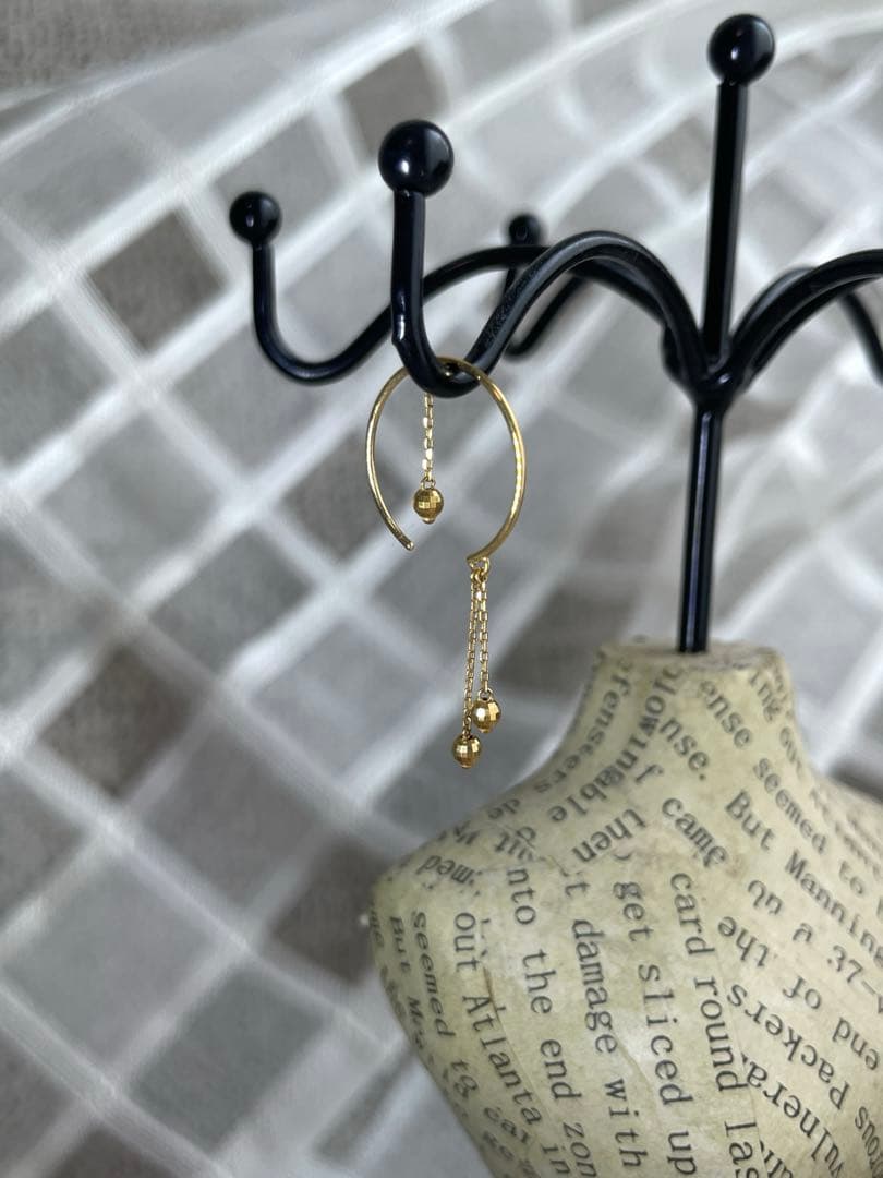 ゆりり　スタージュエリー　片耳ピアス　K18 ゴールド　フープ＆チェーン