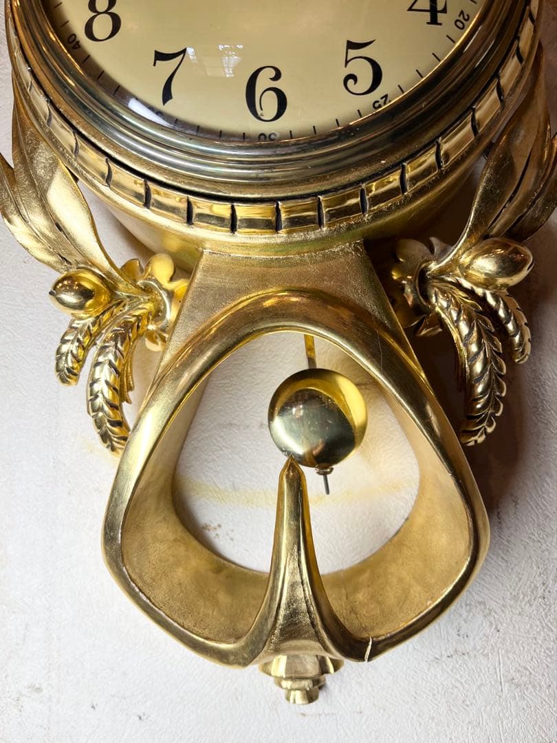 ユニーク型　ドイツ？　柱時計　古時計　振り子　アンティーク　レトロ　ゼンマイ