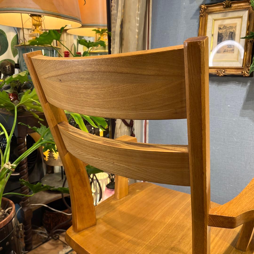 Sale L 1 JPN タモ無垢 ３６０度回転　ラウンド チェア