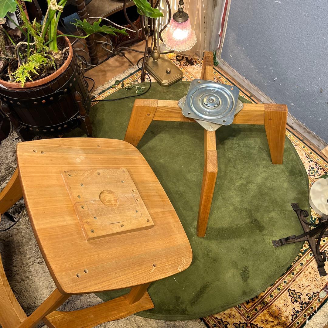 Sale L 1 JPN タモ無垢 ３６０度回転　ラウンド チェア