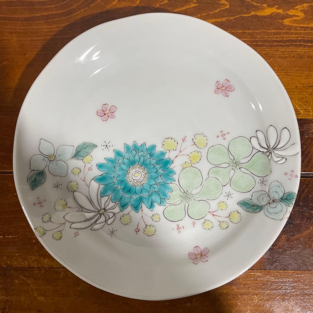 【新品・未使用】九谷焼 仙春窯 5.5号皿揃 花はな ５枚組 色絵
