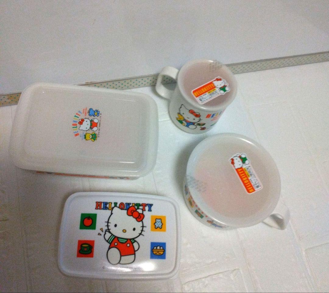 レア　未使用　1991年　レトロ　ハローキティ　カップ　シール容器セット