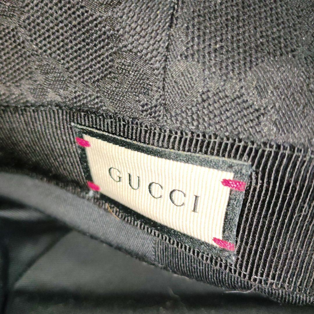 GUCCI ブラック GGパターン バケットハット一点物sizeM58センチ