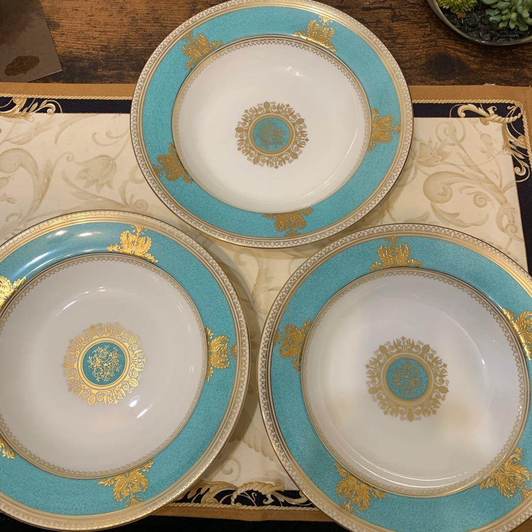 未使用　ウェッジウッド コロンビア　パウダー　ターコイズ　20cmサラダボウル