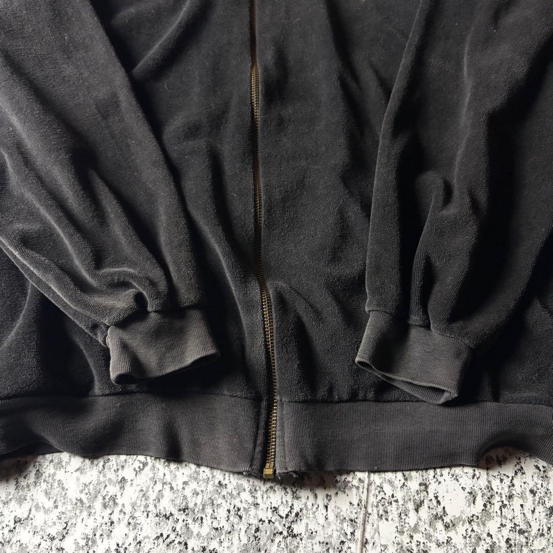 90s USA製 ワンポイント刺繍デザイン　フェード　ベロアトラックジャケット