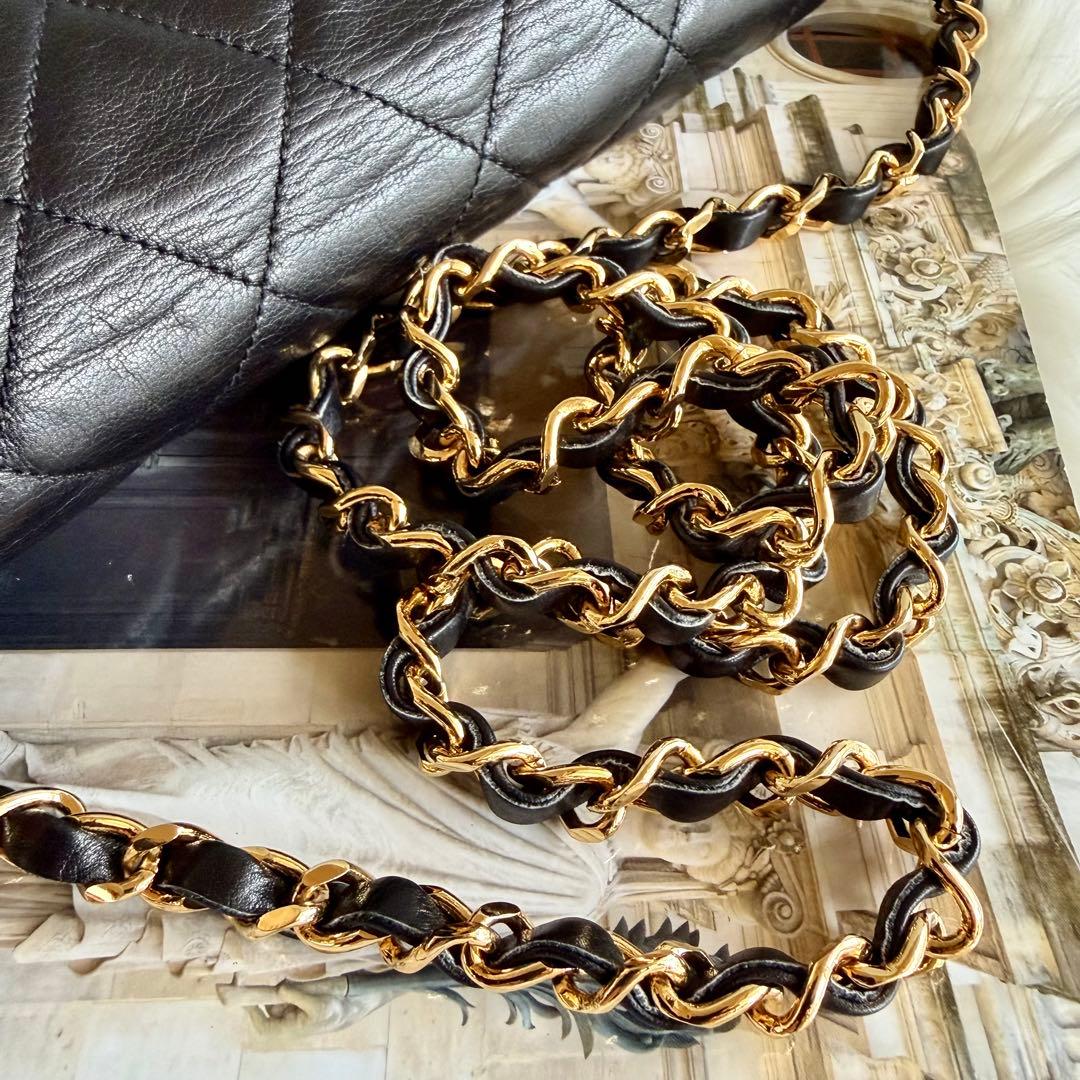 シャネル CHANEL マトラッセ チェーン ショルダーバッグ ラム ブラック