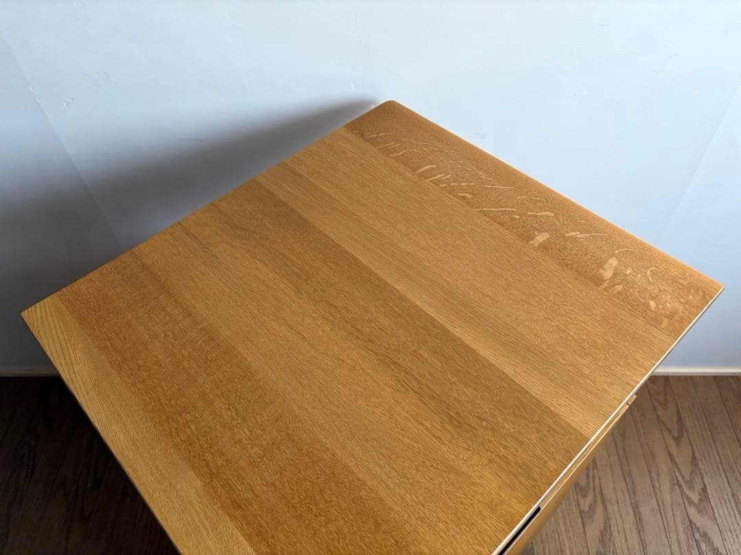 飛騨産業 キャスター付き デスクワゴン ② オーク材 天板昇降式 収納 テーブル