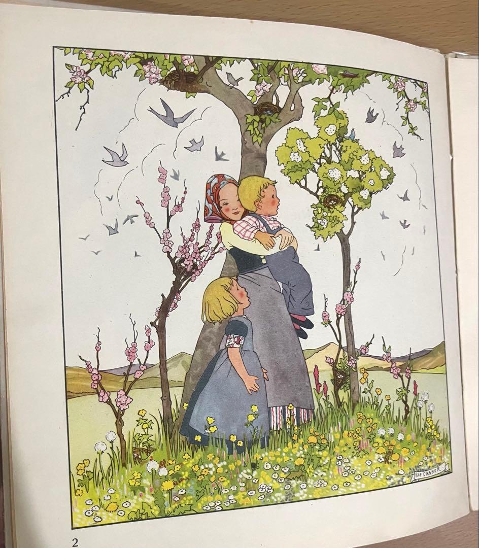 No.372希少 アンティーク 古書 洋書 絵本 児童書 オランダ　童謡