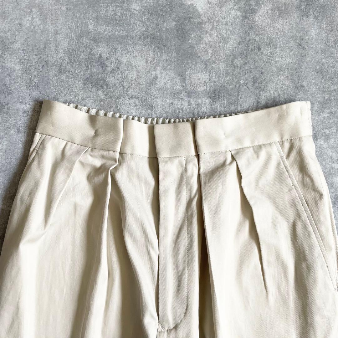 4666【美品】ドゥロワー　コットンツイルタックパンツ ツータック　スラックス