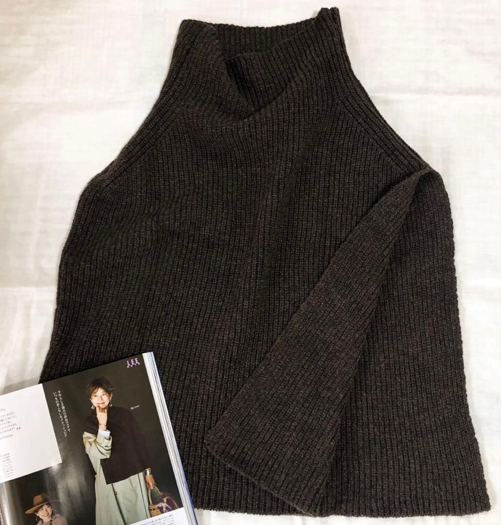 五明祐子さんセレクト　ツイードミル　TWEEDMILL ニットポンチョ　黒