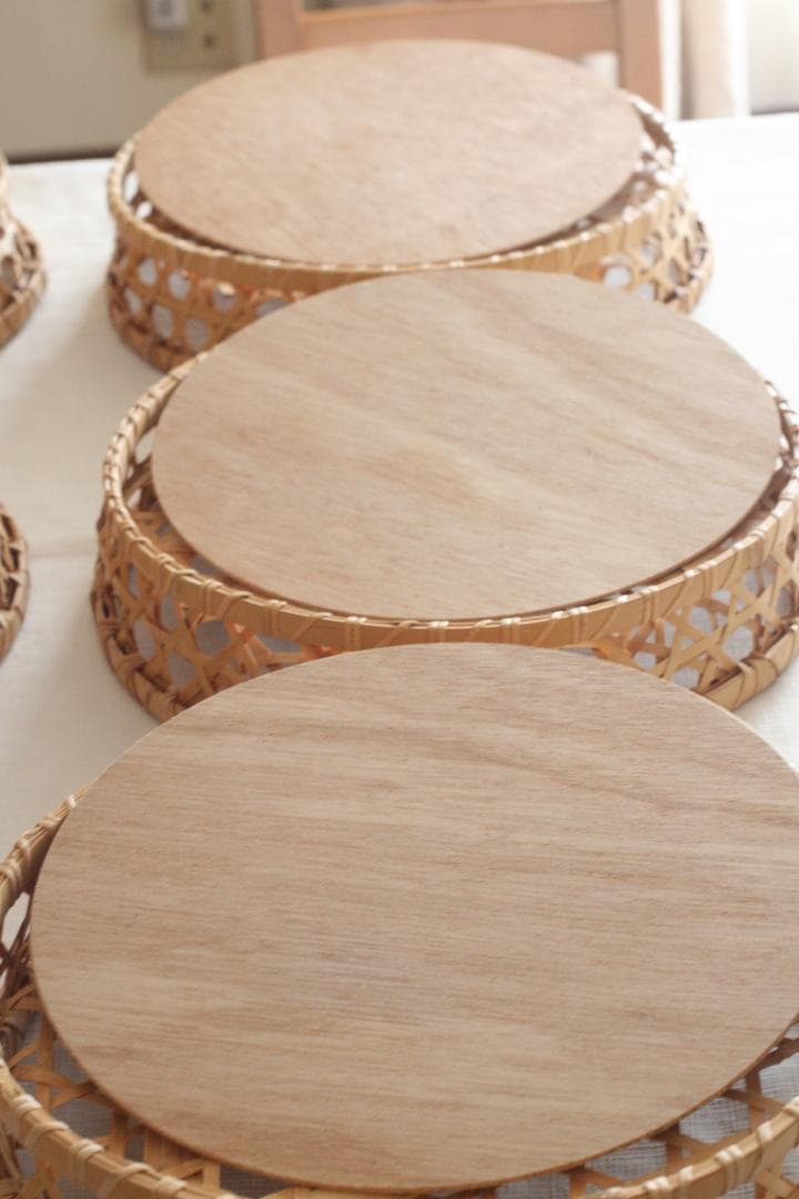 竹籠弁当　６個セット　竹籠　丸形　直径３３センチ　高さ６．７センチ