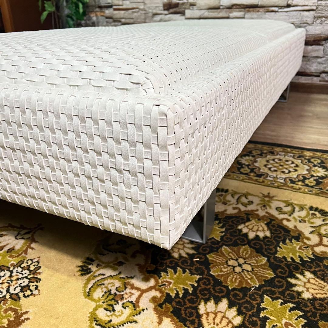 ꧁ROCKSTONE꧂ 楽風庵 ベンチ 岩倉榮利 2人掛け 牛革レザー ホワイト