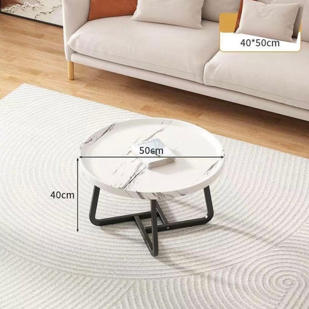 お洒落 ネストテーブル ローテーブル 大理石柄 マルテーブルコーヒーテーブル
