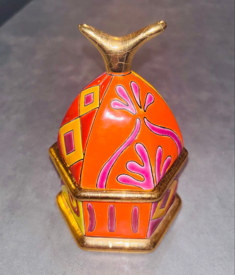 美品 エモードロンウィ JAIPUR エナメルボックス 手描き フランス製 蓋物