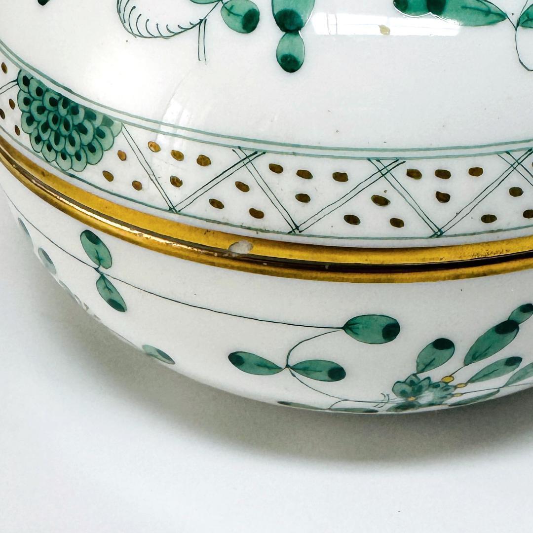 マイセン/1級品/インドの華/リッチグリーン/シュガーポット/蓋付/アンティーク