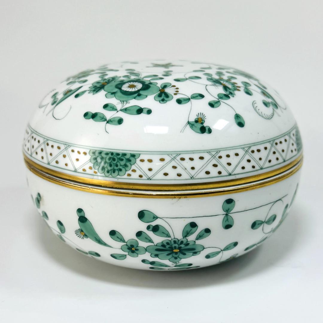 マイセン/1級品/インドの華/リッチグリーン/シュガーポット/蓋付/アンティーク
