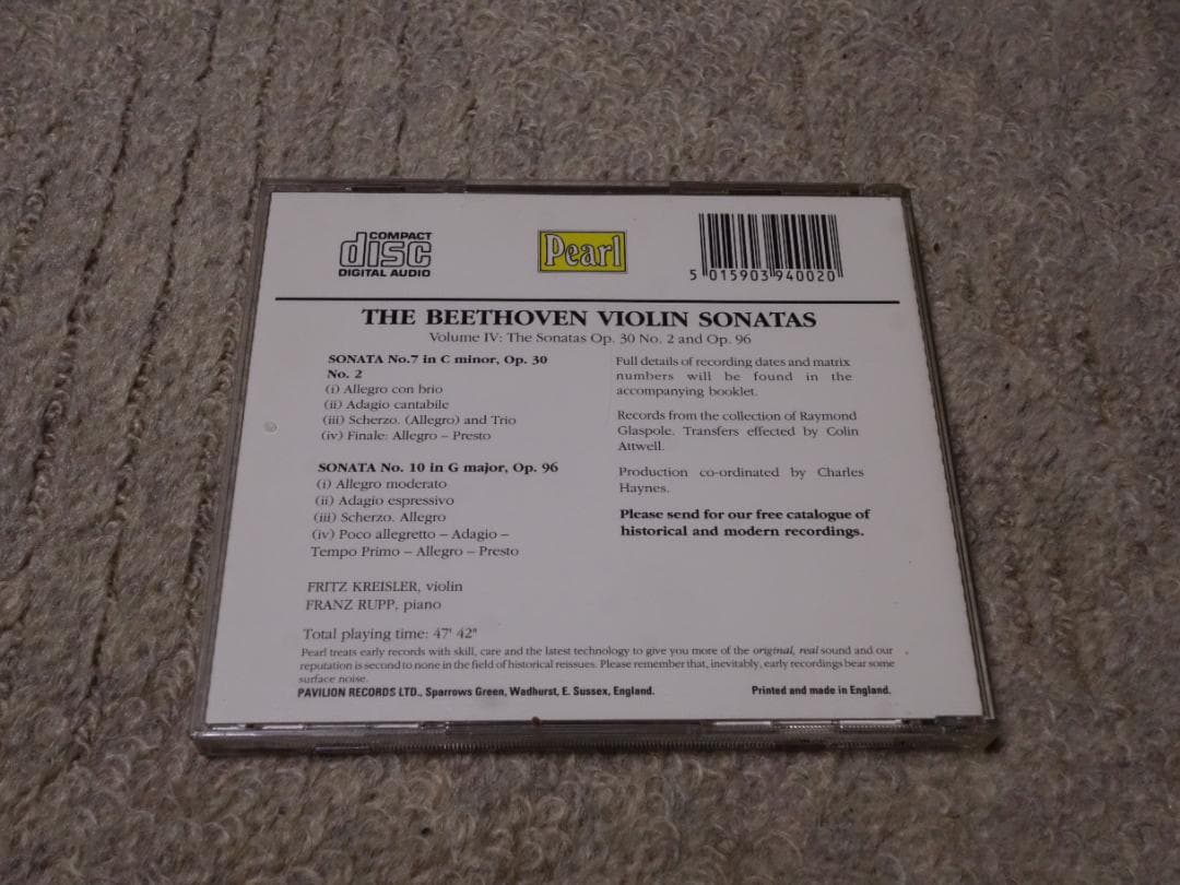 pearl クライスラー　ベートーヴェン　Vio.ソナタ　全集
