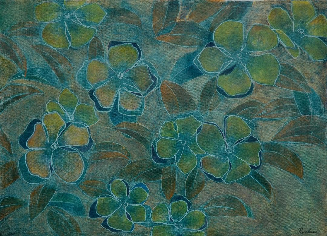 油絵 菅家令子 絵 絵画 インテリア 額付(銀) 油絵 F4-091716 花