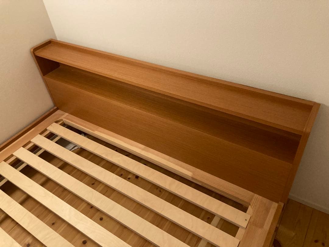 美品　unico ウニコ　棚付きベッドフレーム　ダブルサイズ　※組立説明書付
