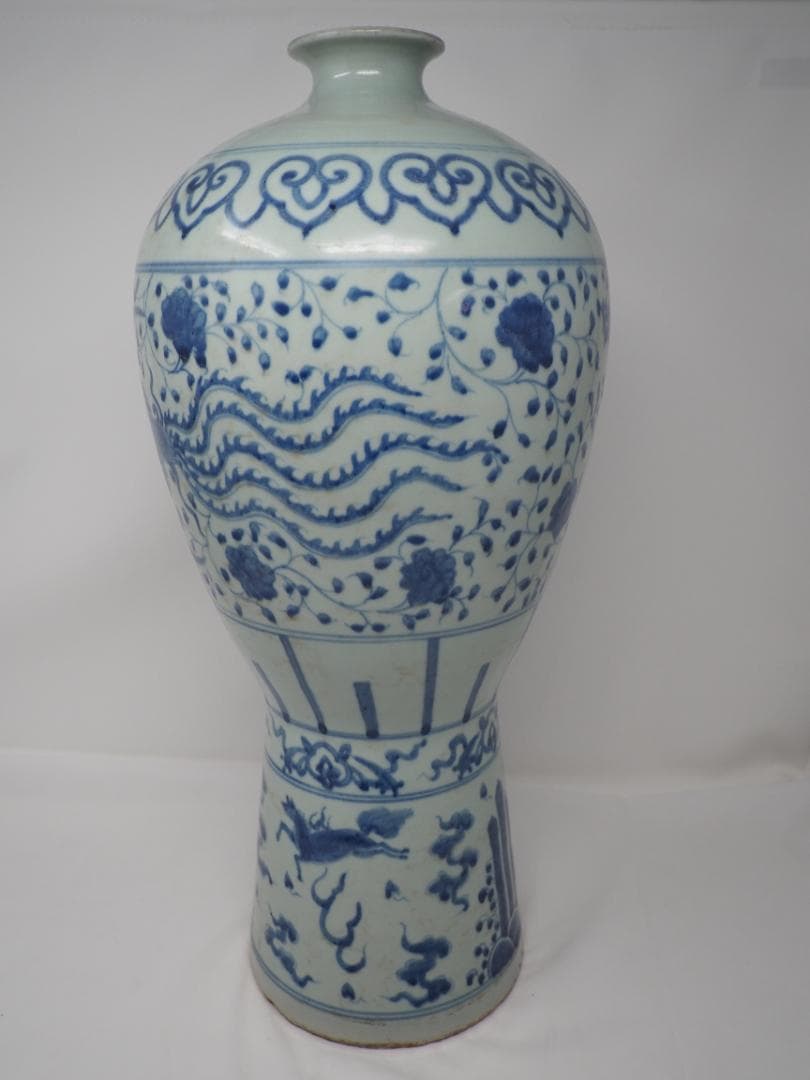 青花　染付　鳳凰紋　梅瓶　麒麟　中国　中華