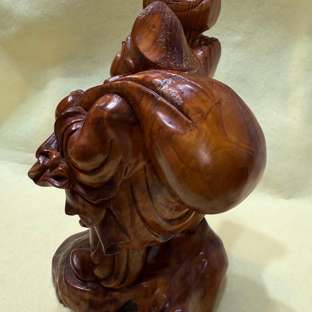 大黒天 恵比寿天 木彫り 神像 七福神 置物 開運 工芸品 福の神像