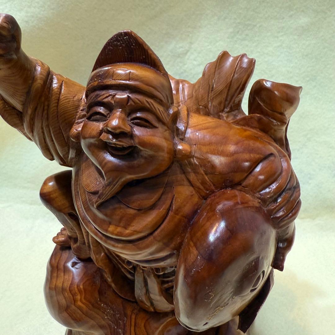 大黒天 恵比寿天 木彫り 神像 七福神 置物 開運 工芸品 福の神像