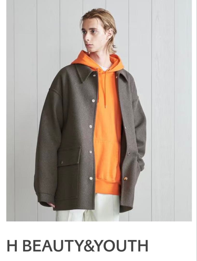 H BEAUTY&YOUTH ウールミックスメルトンカバーオールジャケット