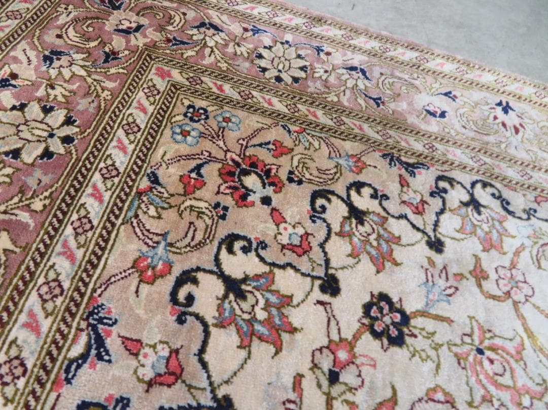 ■P042■美品■ペルシャ絨毯■イラン■クム産■高級■カーペット■ラグ