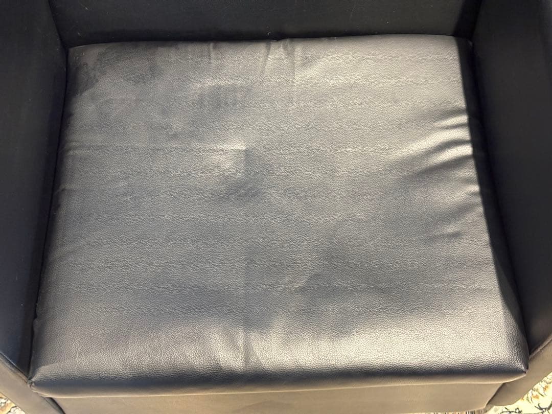 ①ブラック モダン 1人掛けソファ 1Pソファ 合皮レザー アンティーク SG