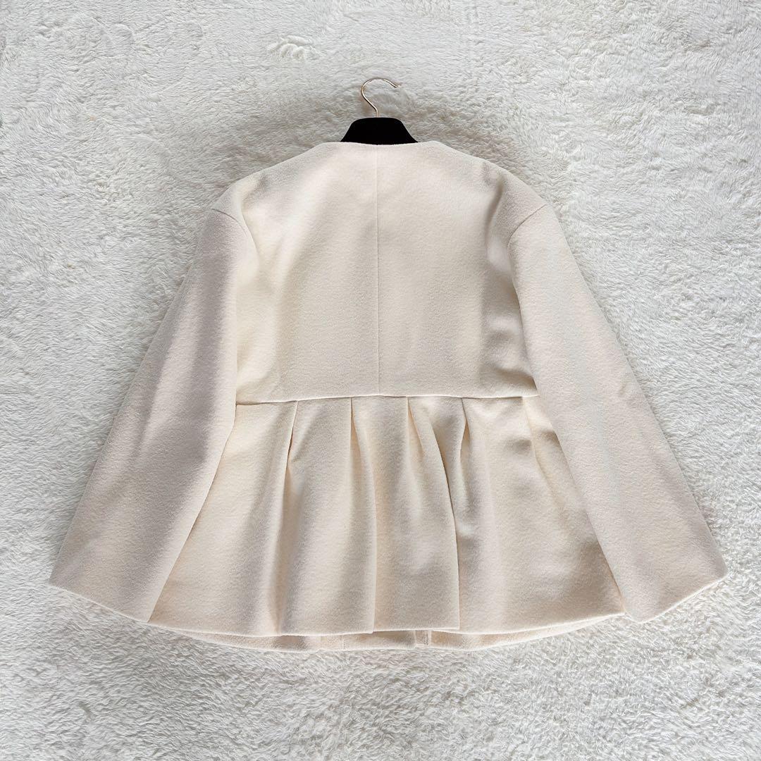 美品✨【ユナイテッドアローズ】ペプラムショートコート アイボリーホワイト 36