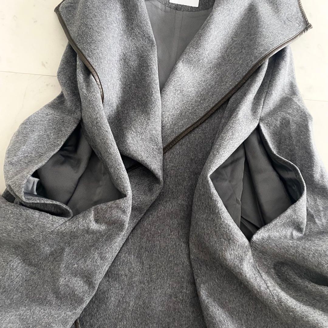 美品 エストネーションestnation カシミヤビーバーケープコート グレー