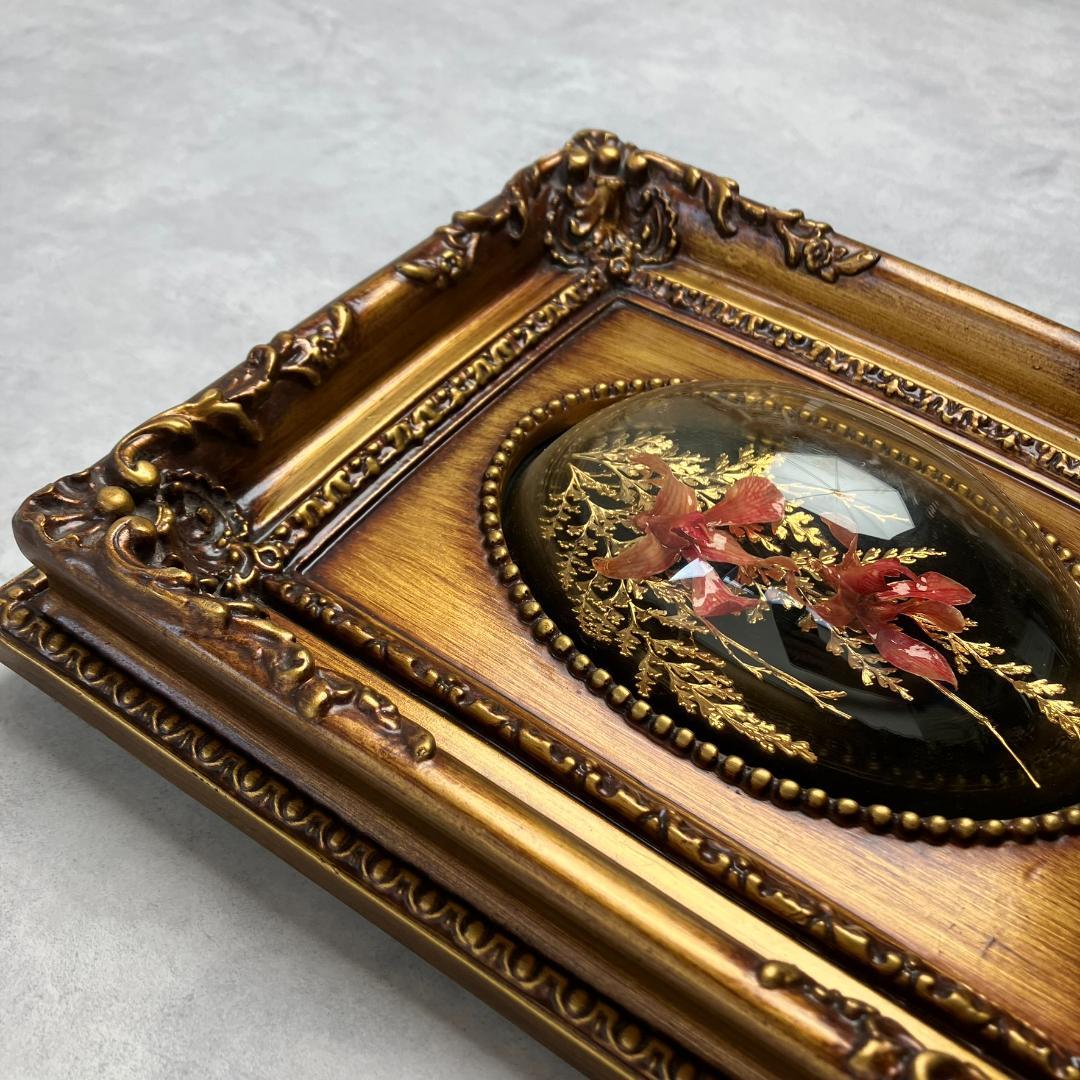 アンティーク　胡蝶蘭　花　金24KGP　リーフインフレーム インテリア ゴールド